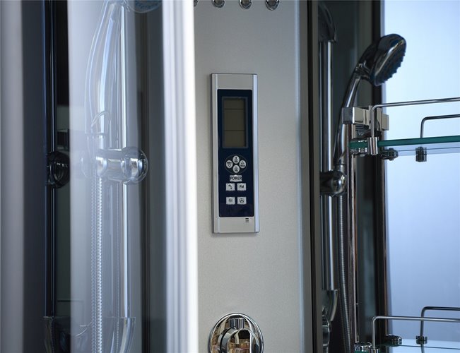 Kabina prysznicowa sauna parowa hydromasaż półokrągła zabudowana czarna 100x100 MO-0513CBS