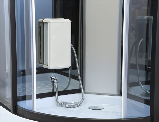 Kabina prysznicowa sauna parowa hydromasaż półokrągła zabudowana czarna 90x90 MO-0513BBS