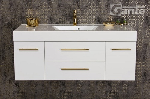 Szafka wisząca biały mat z umywalką 120 cm Nela Belli Gold Gante