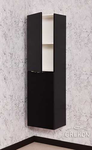 Czarny słupek łazienkowy wiszący z koszem Victa