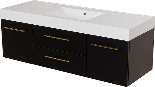 Szafka łazienkowa wisząca czarny mat z umywalką 140 cm Nela Belli Gold Gante