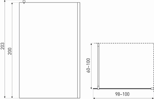 Ścianka prysznicowa czarny profil 100 cm Line Gr Kerra