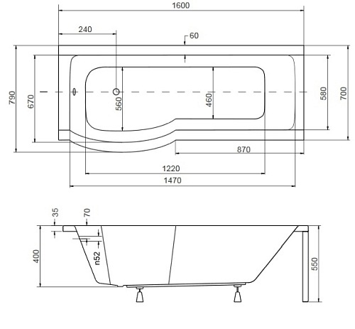Wanno-Kabina z parawanem 160 cm Lewa Inspiro Besco