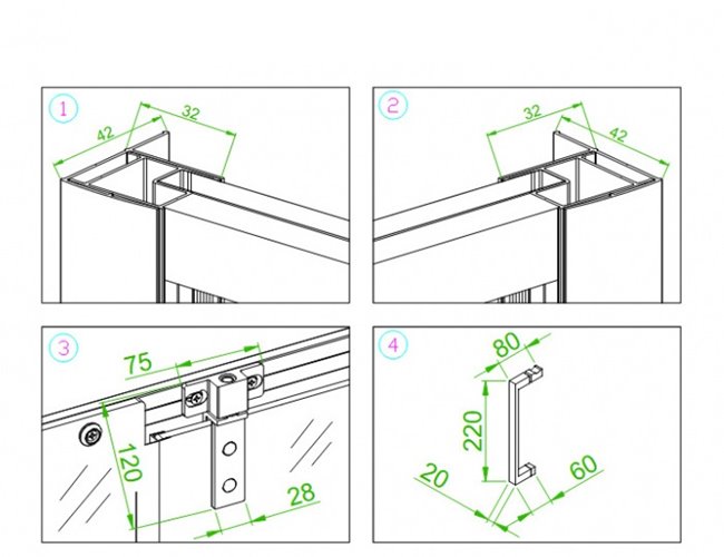 Czarne drzwi prysznicowe uchylne do wnęki 110 cm SH08D