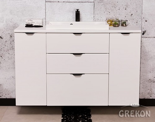 Biała szafka łazienkowa z umywalką 120/3 cm Liv Victa