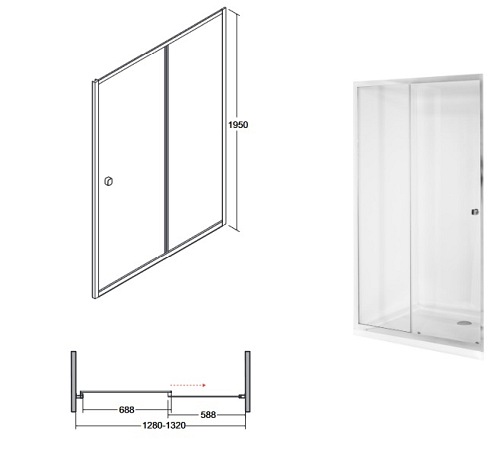 Drzwi prysznicowe rozsuwane 130 cm Duo Slide Besco