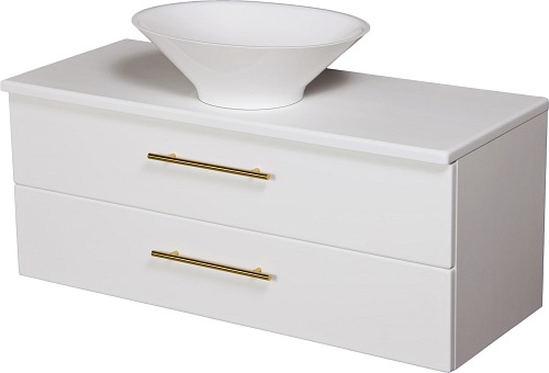 Szafka wisząca biały mat z umywalką nablatową 100 cm Belli Gold Gante