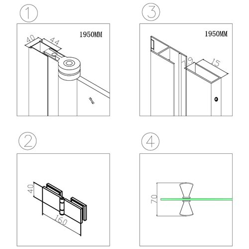 Drzwi prysznicowe łamane do wnęki 100 cm czarny profil SH01C