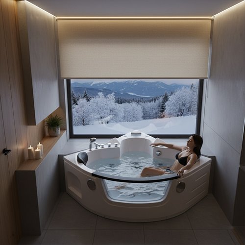 Wanna z hydromasażem narożna podgrzewacz wody Orino 632C 135x135