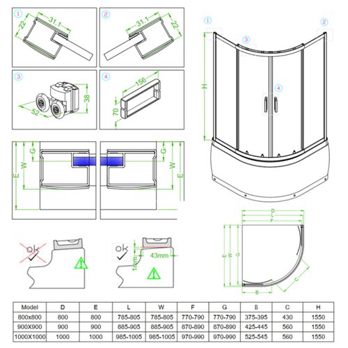 Kabina prysznicowa na głębokim brodziku 100x100 Maja Hydrosan