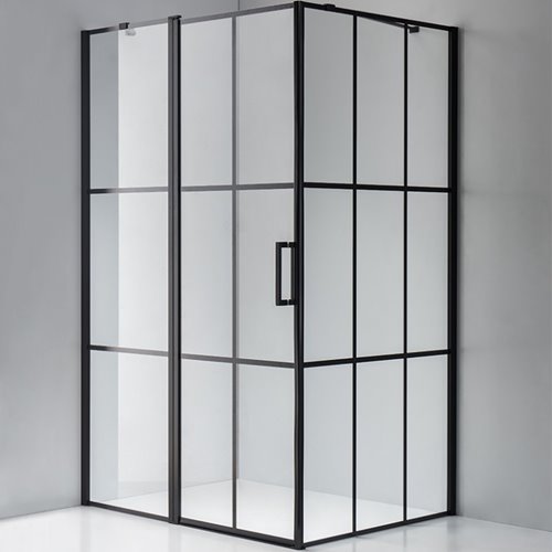 Czarna prostokątna kabina prysznicowa 120x80 drzwi uchylne BS02C