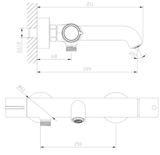 Bateria wannowa natynkowa czarna Ultimate ABUL211311 Avapax
