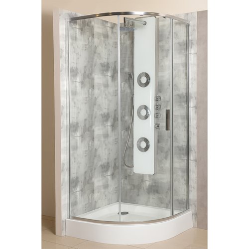 Kabina prysznicowa jednoskrzydłowa półokrągła z brodzikiem 90x90 RPS Solid Kerra