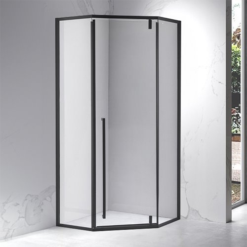 Czarna kabina prysznicowa pięciokątna 100x100 drzwi uchylne BS07C