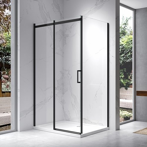 Czarna kabina prysznicowa prostokątna 130x90 szkło 8 mm ZES-KZ22D-BL-130X90