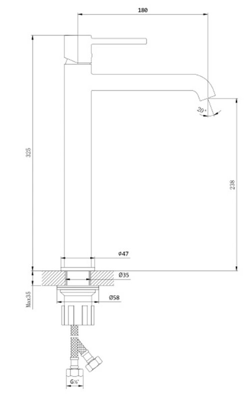 Bateria umywalkowa wysoka stojąca gun metal Ultimate ABUL131411 Avapax