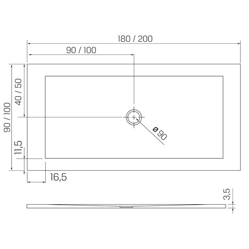 Brodzik prostokątny 200x100 konglomerat New Trendy Nex B-0515