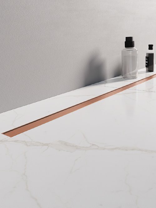 Visio Slim Copper New Trendy miedziany odpływ liniowy 100 cm OL-0100 ruszt miedź szczotkowana