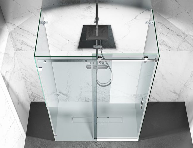 Kabina prysznicowa trójścienna 110x100x100 cm szkło 8mm profile złoty mat Swiss Liniger