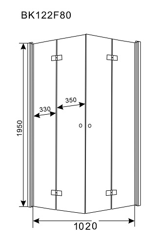Czarna matowa kabina prysznicowa drzwi składane 80x80 BKP122FT08K Foldex