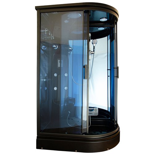 Czarna kabina prysznicowa z hydromasażem i sauną parową zabudowana 120x85 MO-02188BPS prawa