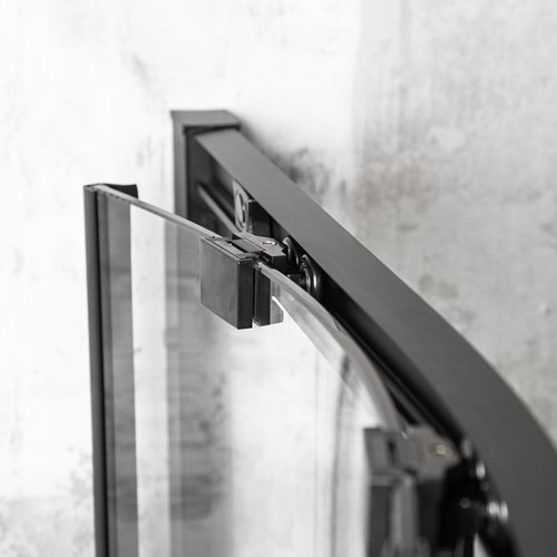Czarna kabina prysznicowa półokrągła 90x90 RS Solid Kerra