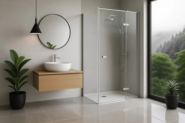 Prostokątna kabina prysznicowa narożna prawa 90x80 Atlas Rea chrom