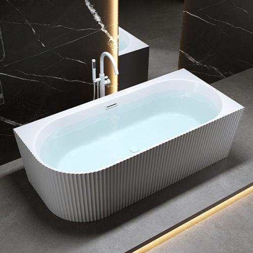 Wanna ryflowana przyścienna narożna prawa korek oraz przelew biały 170 cm Rio Hydrosan