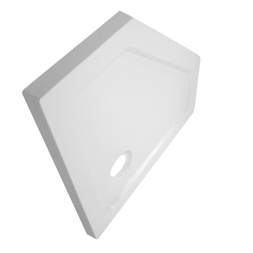 Biały brodzik prysznicowy pięciokątny 100x100 ST07C wysokość 5 cm