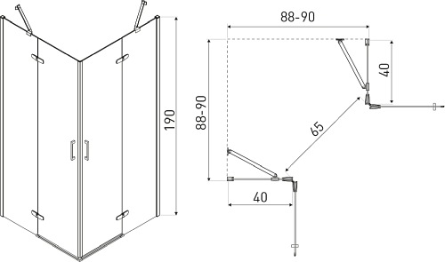 Kabina prysznicowa kwadratowa 90x90 Flow Kerra Chrom
