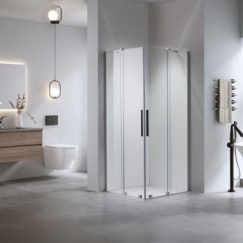 Kabina prysznicowa drzwi rozsuwane od rogu szkło 8 mm 100x100 cm ASTRA-CH-A-100X2+D