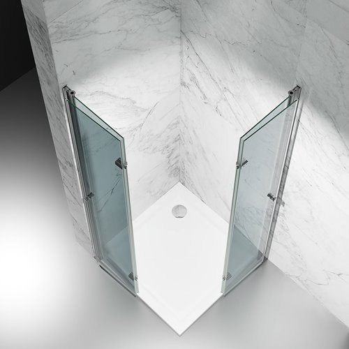 Kabina prysznicowa składana 85x85 cm szkło 6mm przeźroczyste profile złoty mat Swiss Liniger