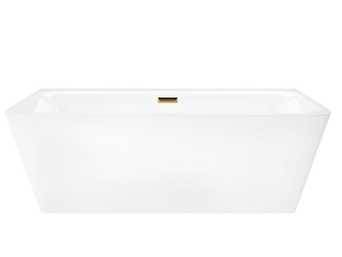 Wanna akrylowa, przyścienna wolnostojąca Iseo Corsan 150 cm korek klik-klak złoty szczotkowany