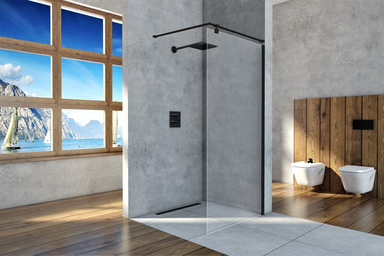 Ścianka prysznicowa z czarnym profilem 100 cm Creative BKP256T10K powłoka Clean Glass