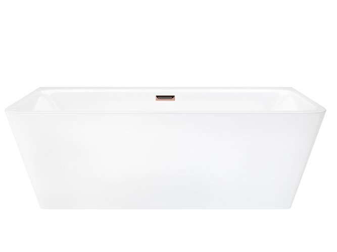 Wanna akrylowa, przyścienna wolnostojąca Iseo Corsan 160 cm korek klik-klak miedziany