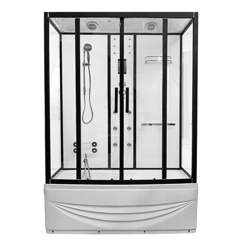 Biała kabina prysznicowa z hydromasażem i sauną parową prostokątna zabudowana 170x85 MO-0505-170WS