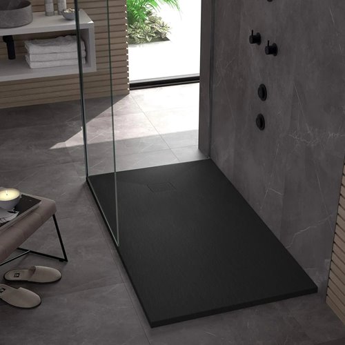 Brodzik prostokątny czarny struktura kamienia smc 120x80 Magnum Black Rea