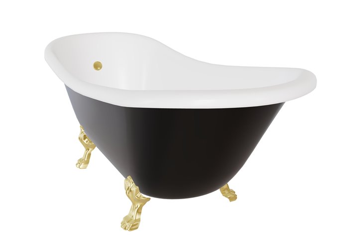Czarno-biała wanna wolnostojąca 170 nogi złote Otylia B&W Besco WKO-170-BWG