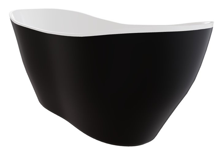 Matowa wanna z konglomeratu czarno-biała 170 cm + klik-klak biały Viya Matt B&W Besco WMMC-170VKW
