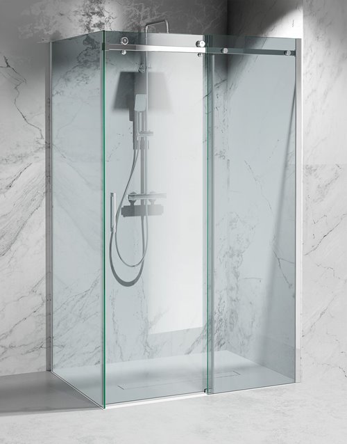 Kabina prysznicowa narożna 130x80 cm szkło 8mm przeźroczyste profile chrom Swiss Liniger