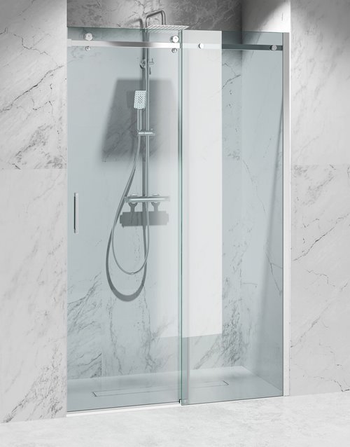 Drzwi prysznicowe rozsuwane prawe/lewe do wnęki 171-177 cm szkło 8mm przeźroczyste profile chrom Swiss Liniger