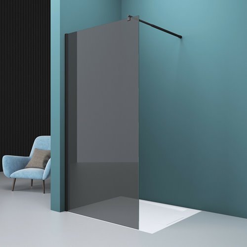 Ścianka prysznicowa 80 cm okucia czarne szkło grafitowe 8mm Swiss Liniger