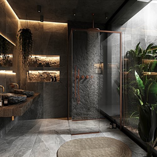 Miedziana szczotkowana kabina prysznicowa kwadratowa 90x90 Solar Rea