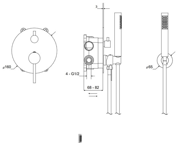 Bateria prysznicowa ścienna podtynkowa czarny matt Veo Besco BWP-P-CZ