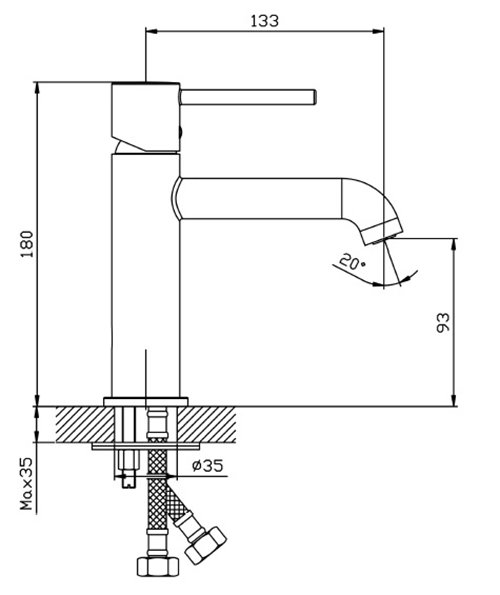 Bateria umywalkowa niska stojąca gun metal Ultimate ABUL111411 Avapax
