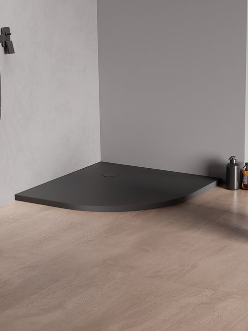 Brodzik półokrągły 90x90 konglomerat kolor antracyt New Trendy Nex Shade B-0498