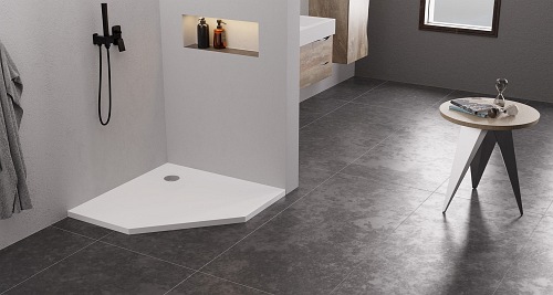 Brodzik pięciokątny 80x80 konglomerat New Trendy Nex B-0513