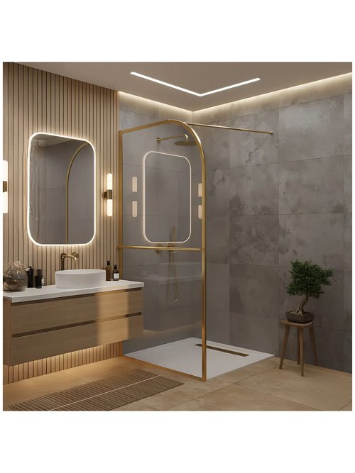 Złota szczotkowana ścianka prysznicowa Sky Brush Gold Rea 120 cm