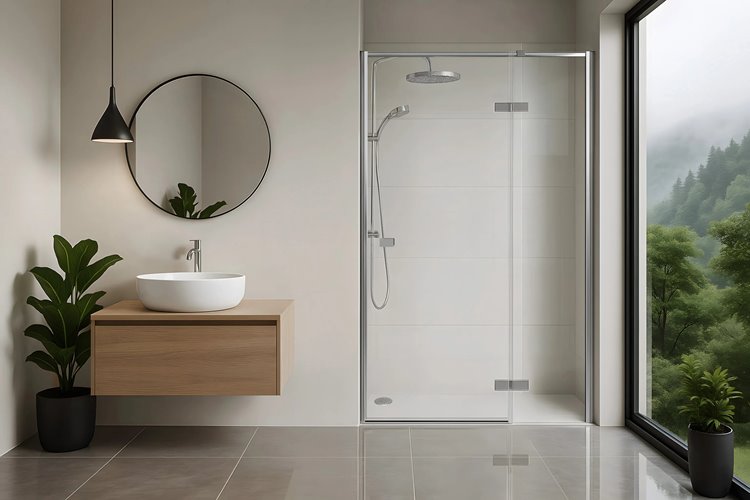 Drzwi prysznicowe uchylne 120 cm Rea Atlas chrom prawe