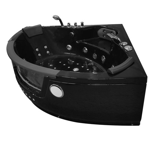 Czarna wanna z hydromasażem narożna Turbo+ 152x152 cm MO-1004